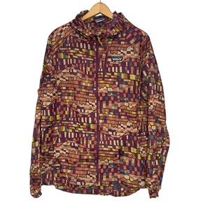 Patagonia Houdini Jacket Full Zip Womens XL Fitz Roy Patchwork Night Plum
